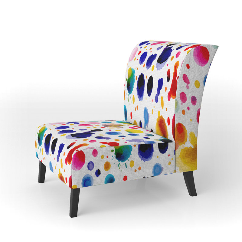 Brechta Vibrant Curve Design II - Velvet Upholstered Modern Slipper Chair, Dark Blue/Pink/Green