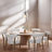 Cindina Mid-Century Modern Dining Chairs Beige Fabric Upholstered Wood Frame Kitchen Chairs-1541891202