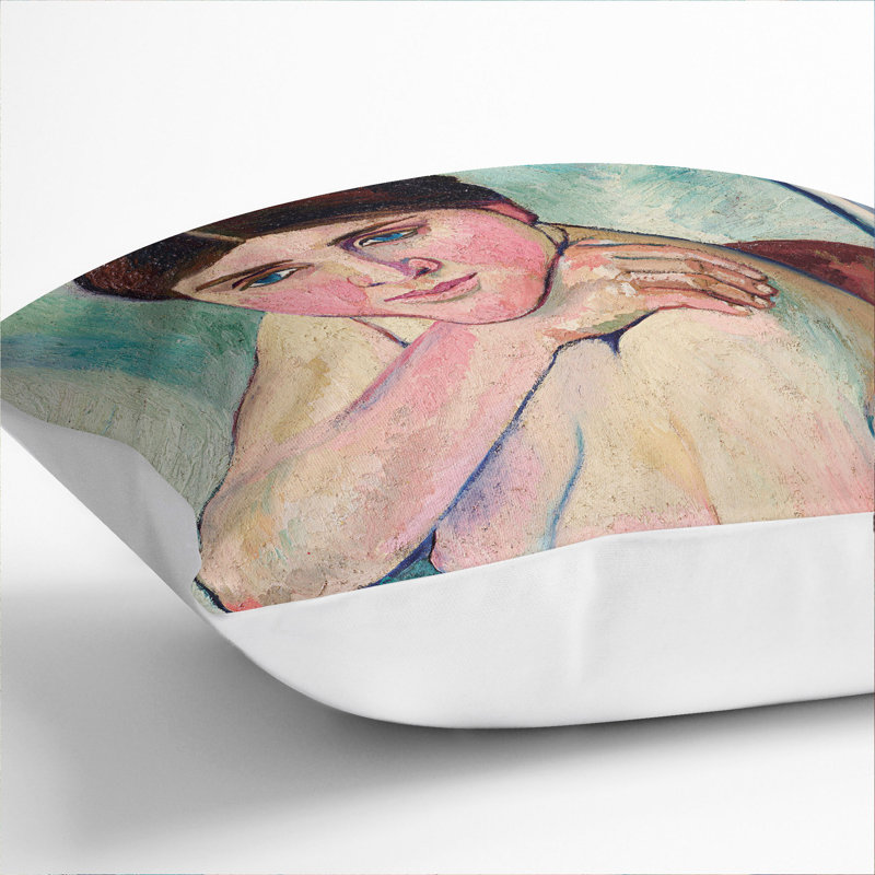 Portrait Of Juliette Square Throw Cushion, 55cm H x 55cm W x 20cm D, White