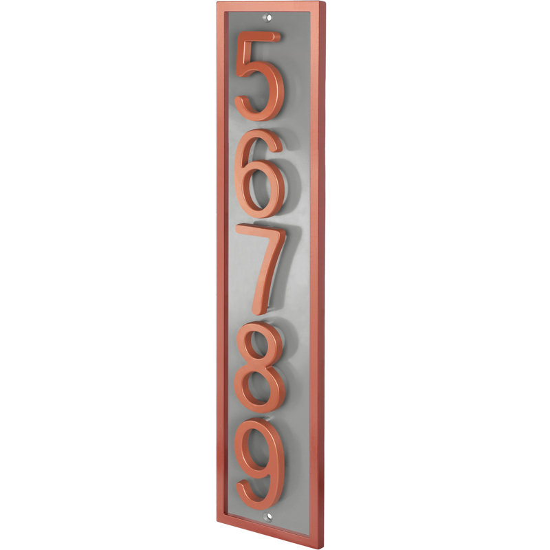 Plaque d'adresse flottante en aluminium Royal Shade, Cuivre, Oui, Gris