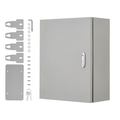 NEMA 4X/IP66/IP67 Waterproof Stainless Steel Electrical Storage Box – 20"x12"x10" Lockable Wall-Mounted Junction Cabinet with Mounting Plate & 2 Keys – Heavy-Duty Panel Enclosure – Ash White