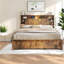 Lit Queen moderne en bois avec rangement, ports USB et éclairage DEL