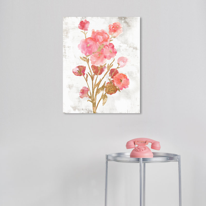 «Coral Ranunculus Buds On Canvas» par Wynwood Studio, reproduction, H 20 po x l 16 po x P 0,8 po