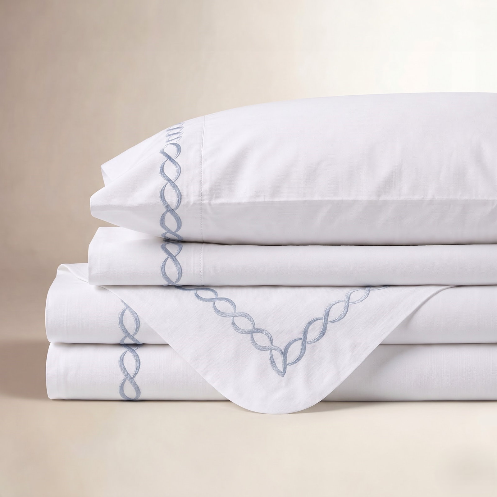 Barden Cotton Sheet Set, King Sheet Set with 2 Pillowcases, Blue/White