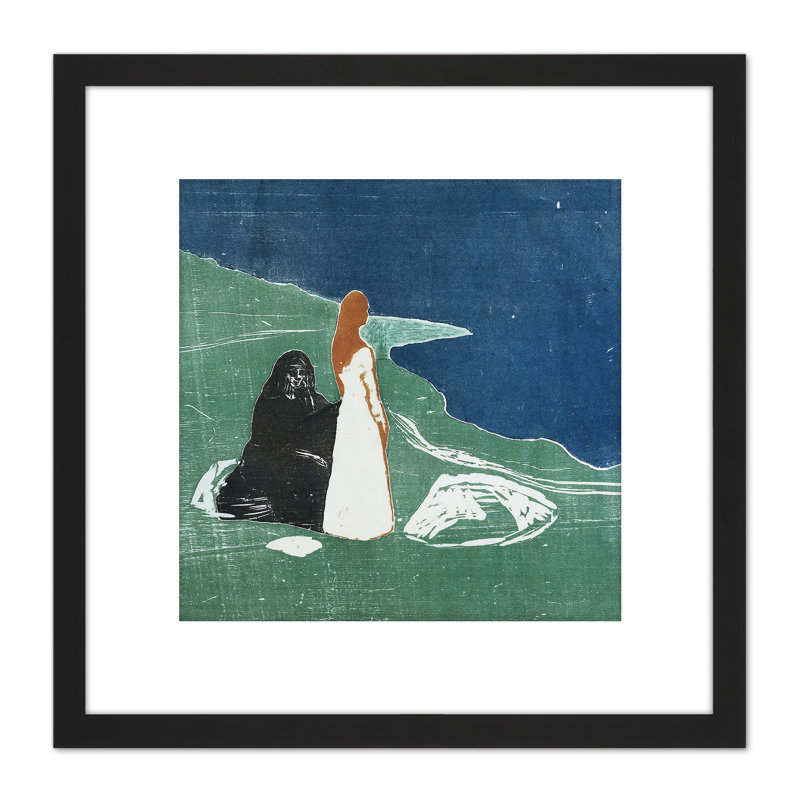 Munch Two Women Beach Woodcut by Edvard Munch - Single Picture Frame Print