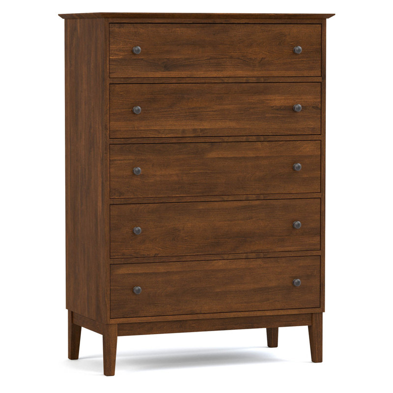 Origins 5 - Drawer Solid Wood Dresser, Bronze
