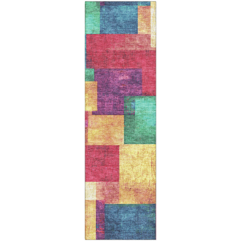 Premium Machine Washable Mouton Geometric Rug, Runner 2'3" x 7'6"
