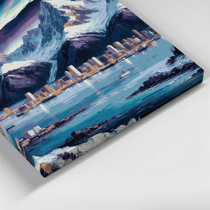 Art mural sur toile avec villes grises de l'Alaska, H 20 po x l 30 po
