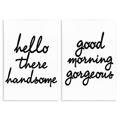 Hello There Good Morning - 2 Piece Textual Art Set on Wood