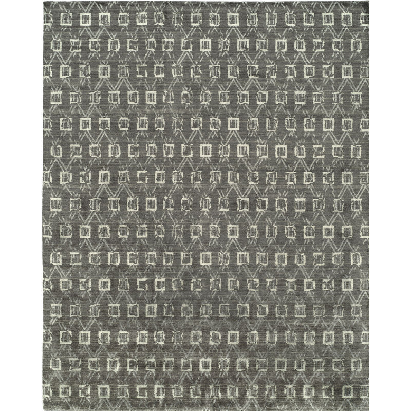Geometric Area Rug in Gray, 9' x 12'