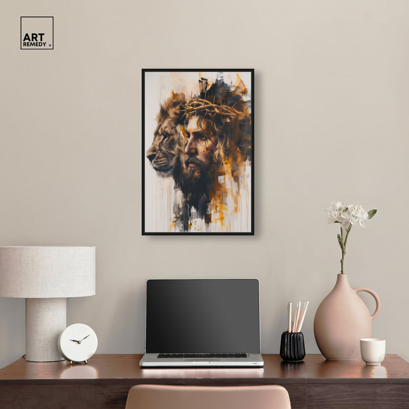  Tigerborne Spirit Christian Religious Wall Art Framed Canvas, Black Frame, 10 x 15, 25"H x 17"W, Black Frame