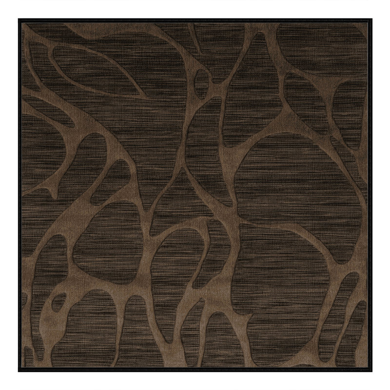Machine Washable Abstract Brown Area Rug, Square 6'