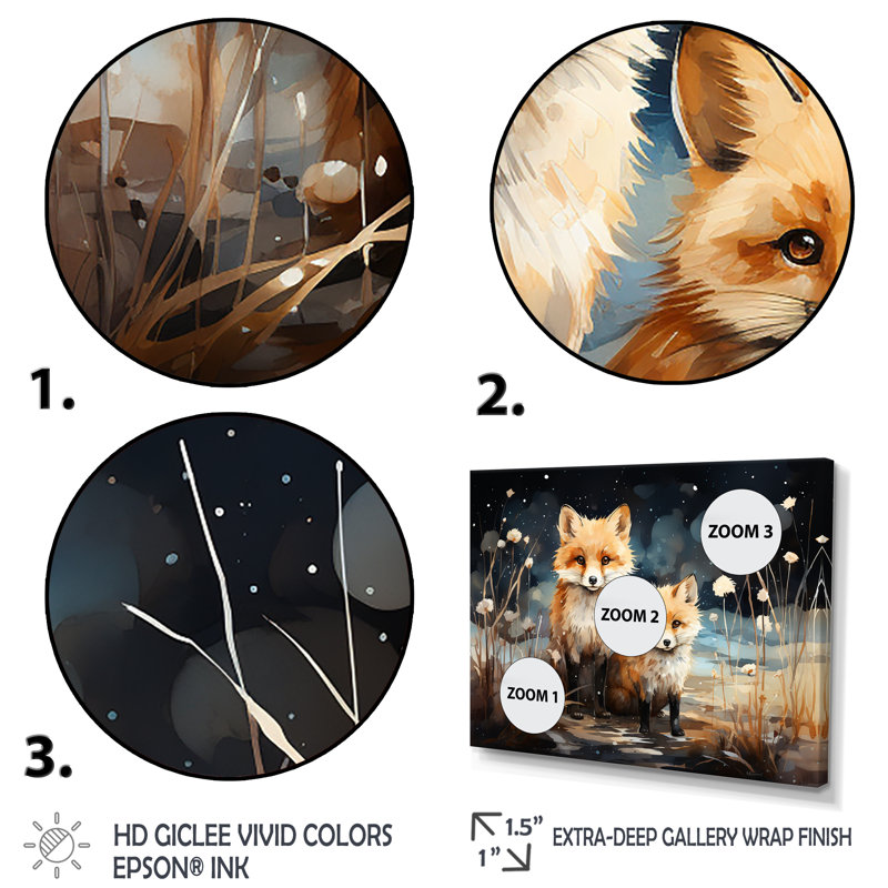 Printemps mignon, «Fox s Gaze I», reproduction d'art sur toile, H 34 po x l 44 po x P 1,5 po, Cadre flottant blanc