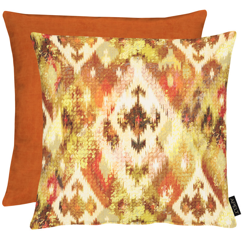 Jones Abstract Yellow Cushion, 46cm H x 46cm W, Cushion Cover Only - No Insert, Square