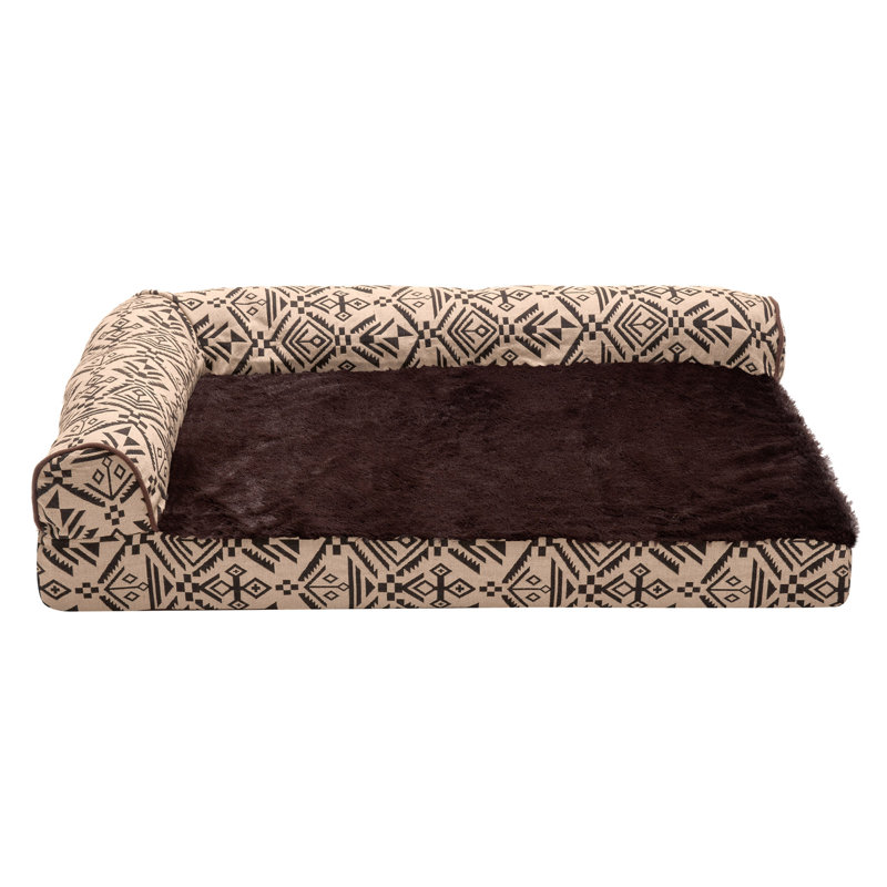 Southwest Kilim Deluxe Chaise Lounge Orthopedic Sofa-Style Pet Bed, Medium (30" W x 20" D x 6.25" H), Desert Brown
