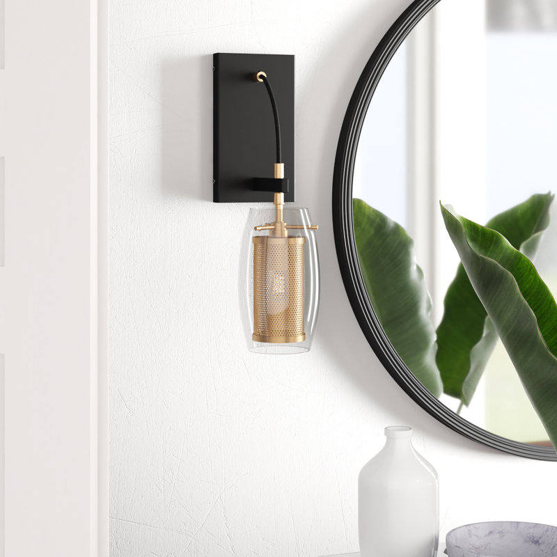 1 - Light Dimmable Brass/Bronze Armed Sconce