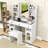 Vanity Table with LED Lighted Mirror, RGB Glass Cabinets, Drawers, Shelves, Power Outlets and Stool-1543539548