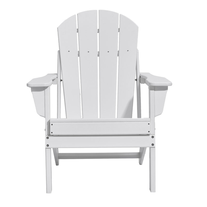 Ensemble de 2 chaises pliantes blanches Adirondack en plastique PEHD toutes saisons pour jardin et foyer