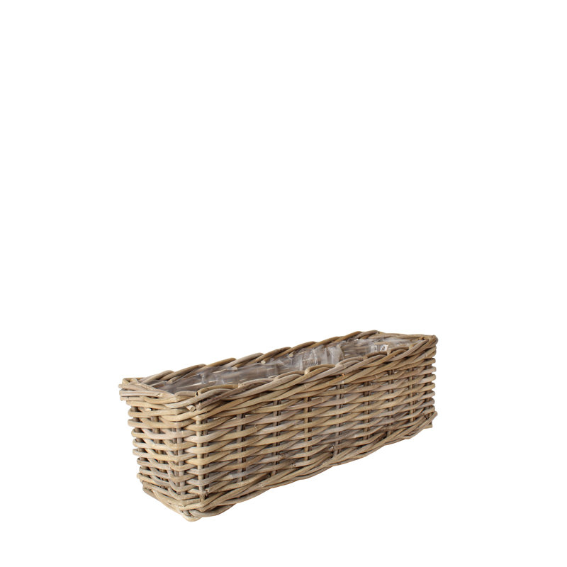 Panier rectangulaire à fleurs ratten avec doublure en plastique, H 6 po x l 22 po x P 7 po