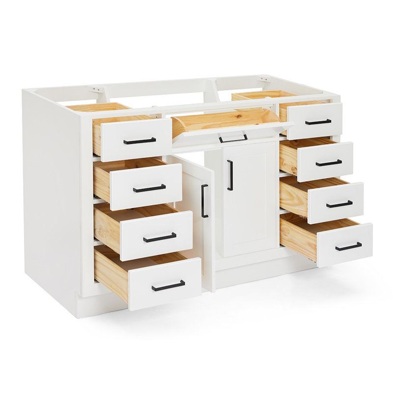 Base de meuble-lavabo simple en bois massif 54 po Osoria, Blanc
