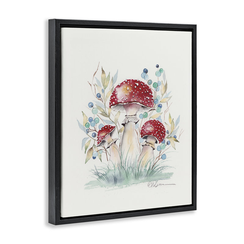 Cadre flottant Toadstool Mushroom Trio, design par Cady, Cadre flottant noir de jais, H 21 po x l 17 po