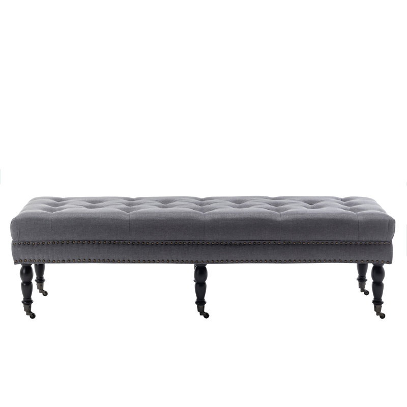 Banc rembourré en tissu Casablanca, Gris foncé