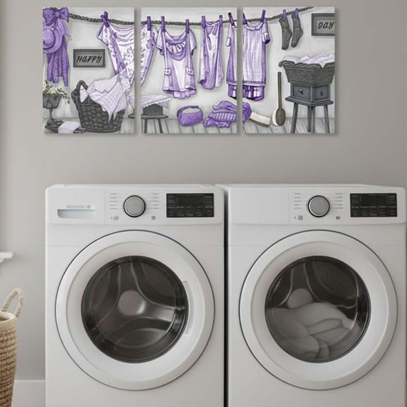 3 Piece Wrapped Canvas Print, Purple