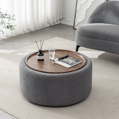 Raymond Round Cocktail Ottoman with Storage