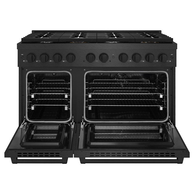 ZLINE 48 in. Paramount Double Oven Dual Fuel Range with 8 Gas Burners in Black Satin Stainless Steel, Black Satin