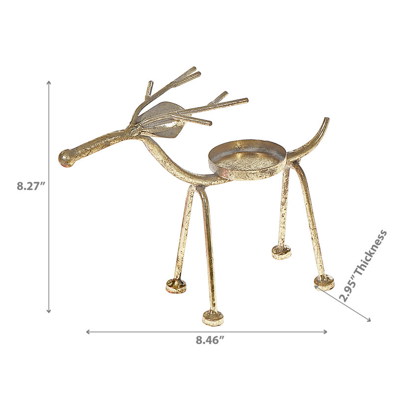 Bougeoir cerf en métal doré