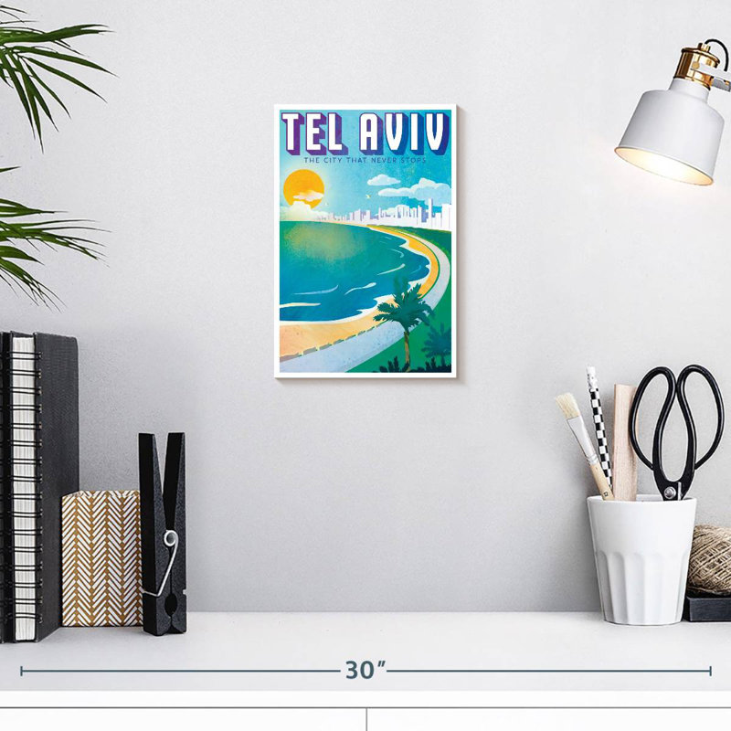 Affiche rétro de Tel-Ville qui ne s'arrête jamais, H 12 po x l 8 po