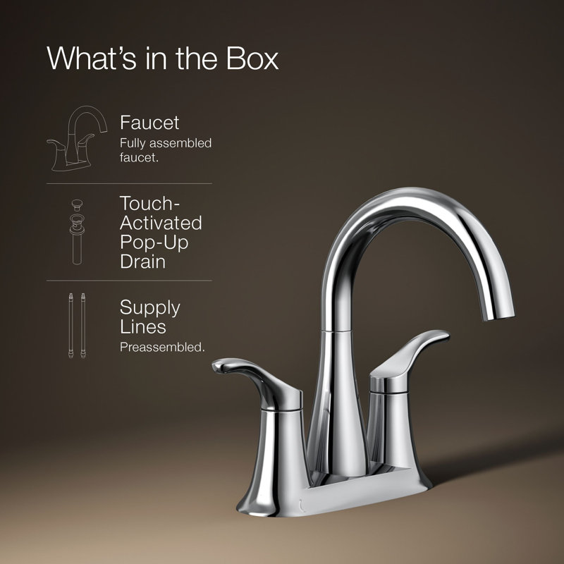 Simplice Centerset Bathroom Sink Faucet, 1.2 Gpm, Silver