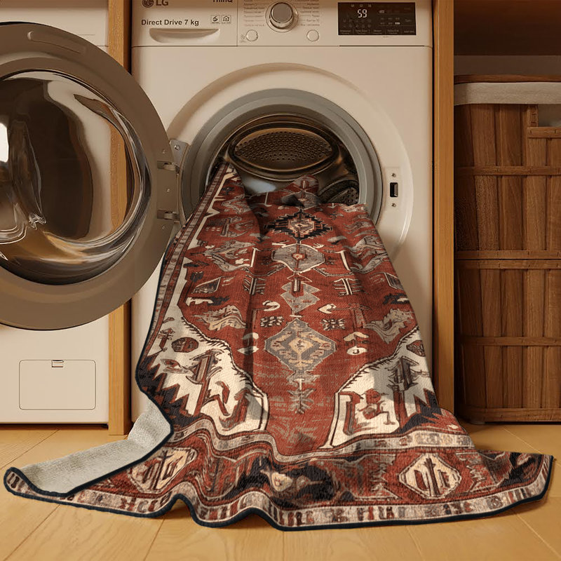 Tapis brun lavable à la machine, Carré 5 pi