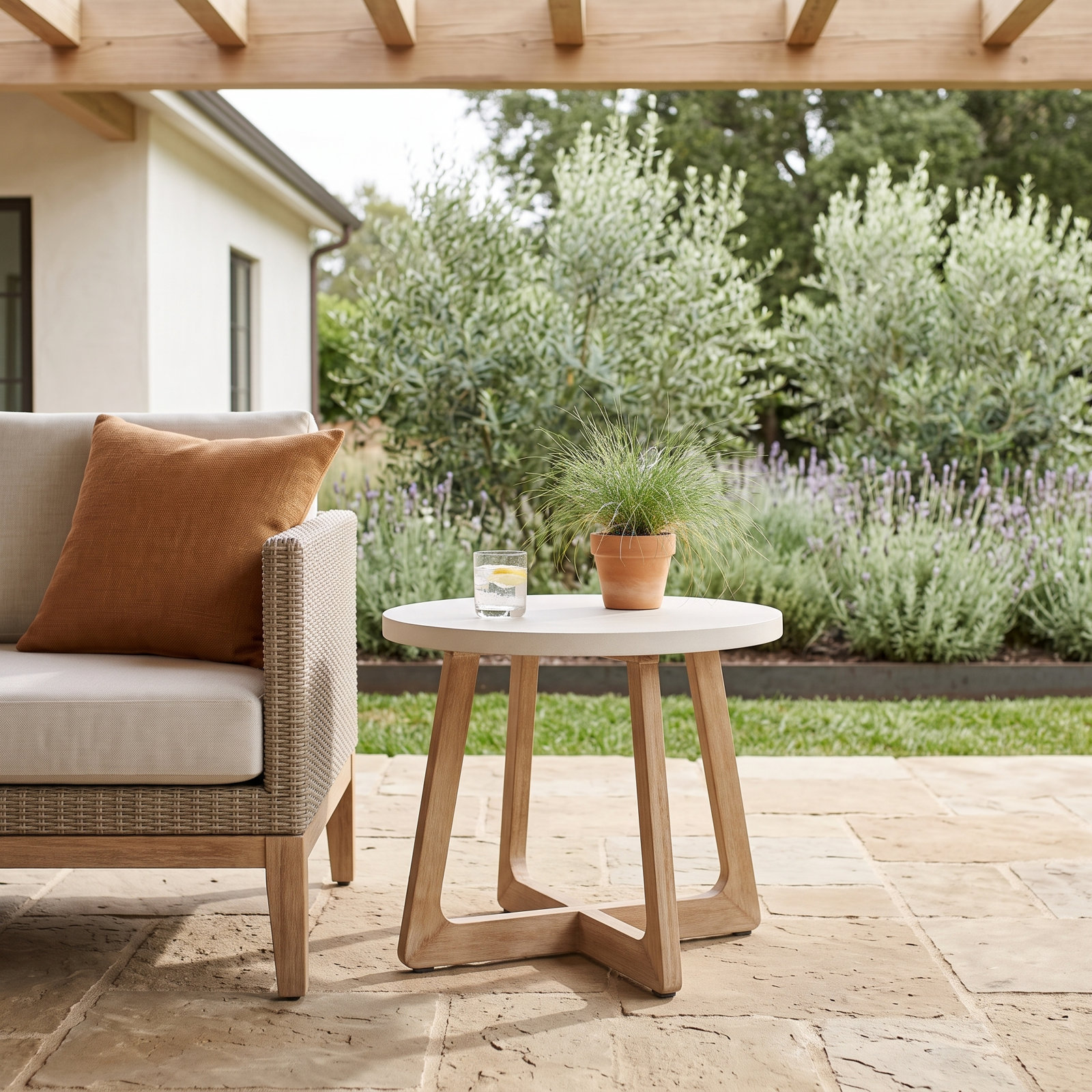 Mahi 24" Eucalyptus Patio Side Table