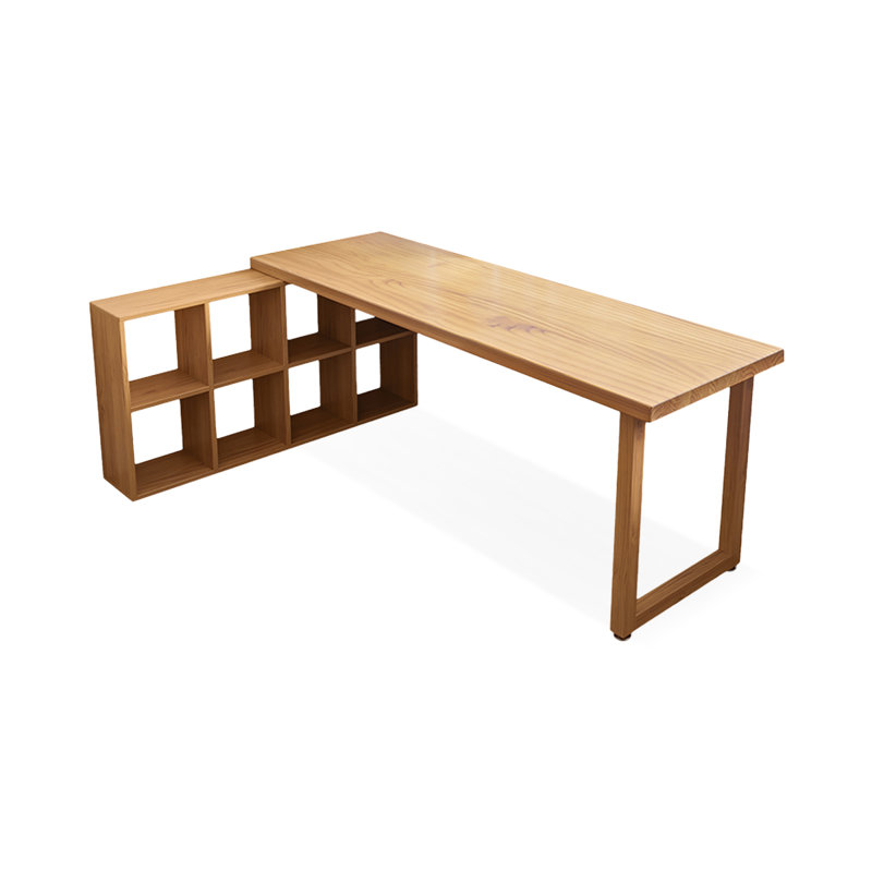 62.99" Burlywood L-Shaped Solid Wood desk, H 29,53 po x l 70,87 po x P 47,24 po