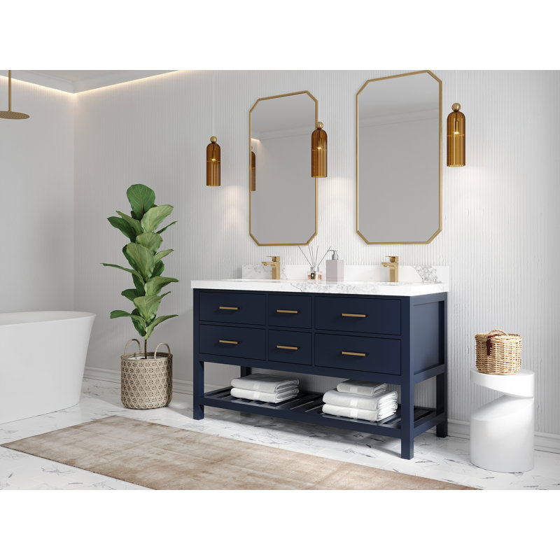 Ensemble de meuble-lavabo double 60 po Parker, Calacatta Laza