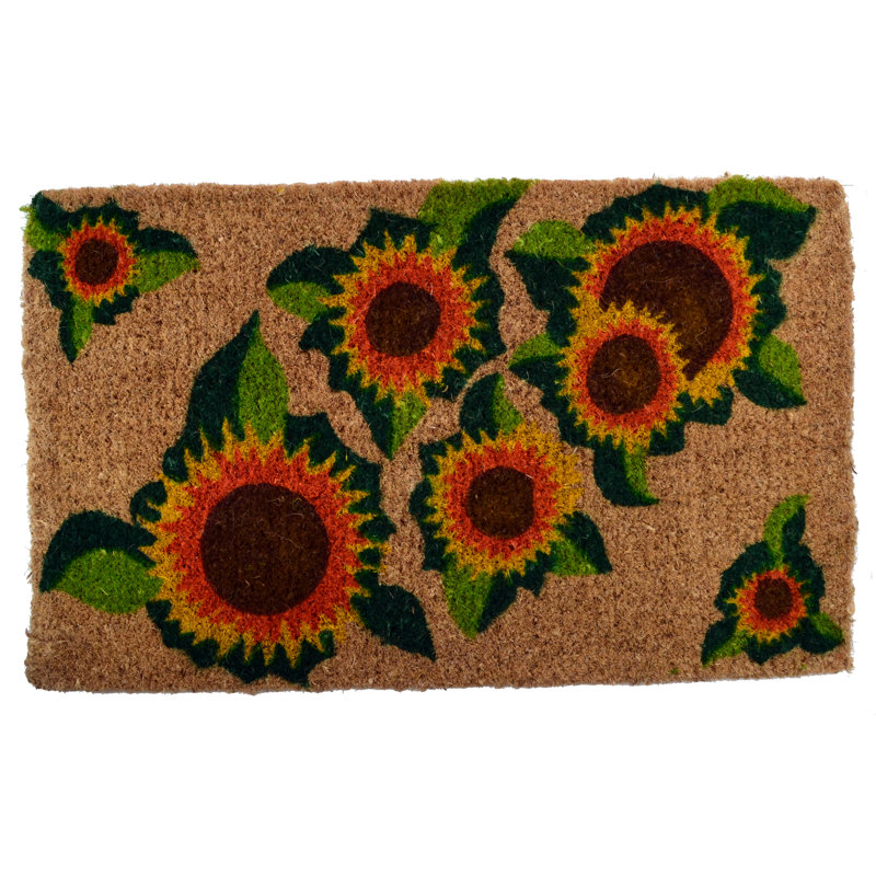 Happy Sunflower Coir Outdoor Doormat, 30" x 18"