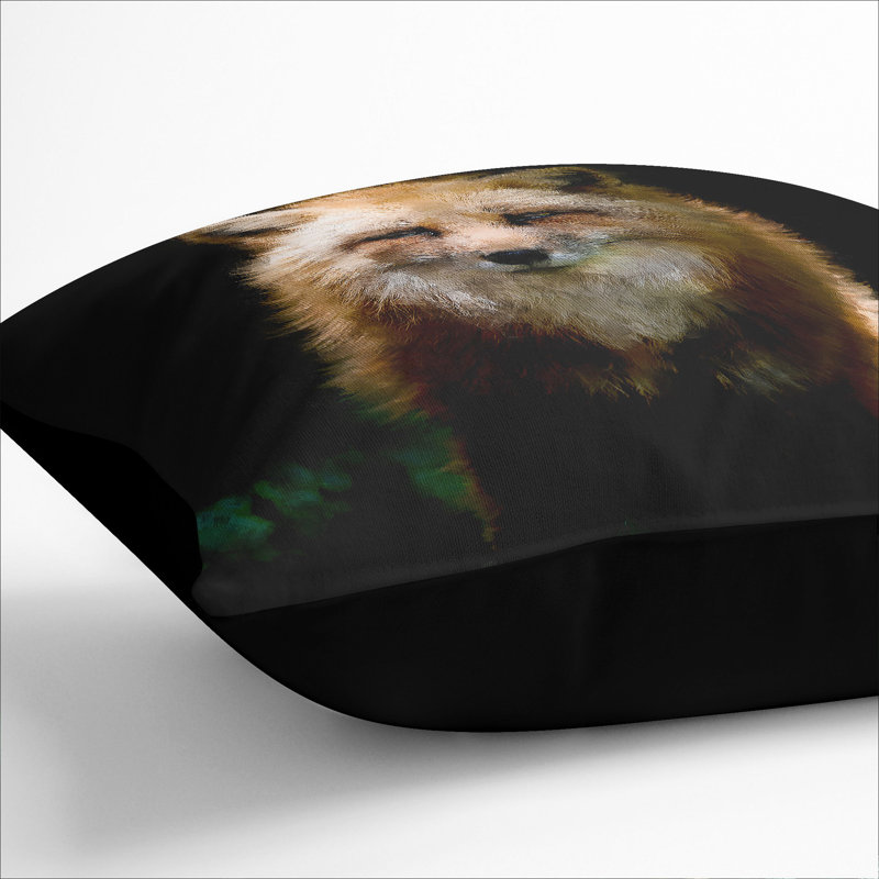 Red Fox Vol.4 Painting Square Throw Cushion, 55cm H x 55cm W x 20cm D, Black