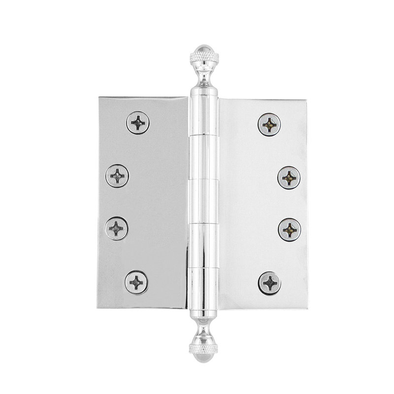 4'' x 4'' Brass Butt Bearing Hinge, Bright Chrome