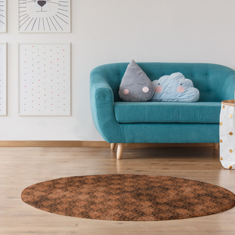 Tapis de l’aire orange serpents, Rond 5 pi
