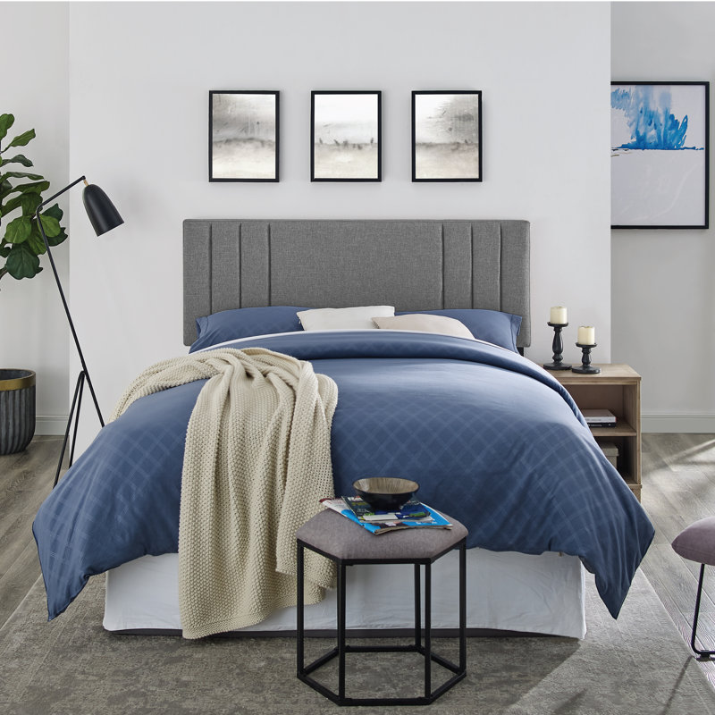 Martinsdale Upholstered Panel Headboard, Queen, Light Gray