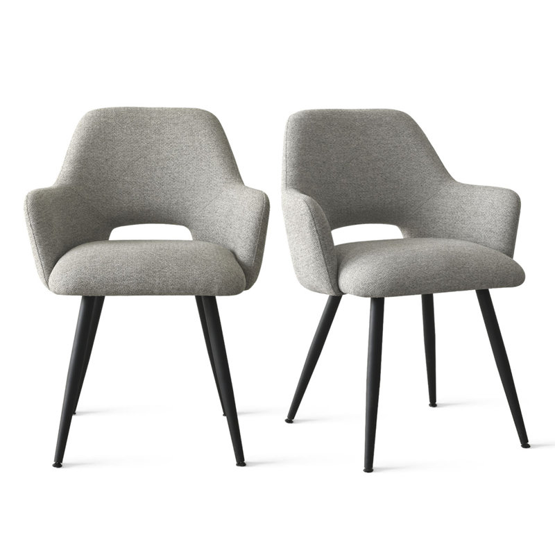 23" Wide Upholstered Dining Arm chairs, Heather Gray