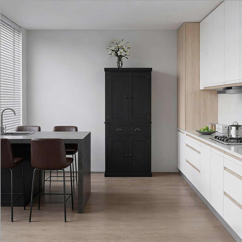 Armoire de cuisine, armoire de maison haute, armoire de rangement pour vestibule, armoire de rangement autoportante, Black