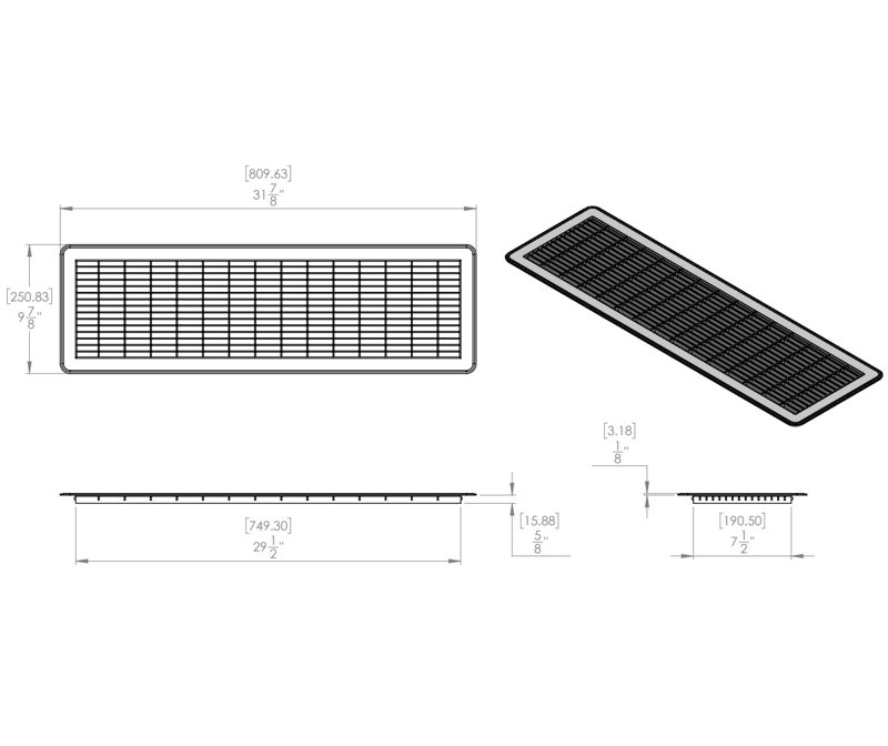 Retour de plancher blanc épais, H 0,625 po x l 8 po x P 30 po