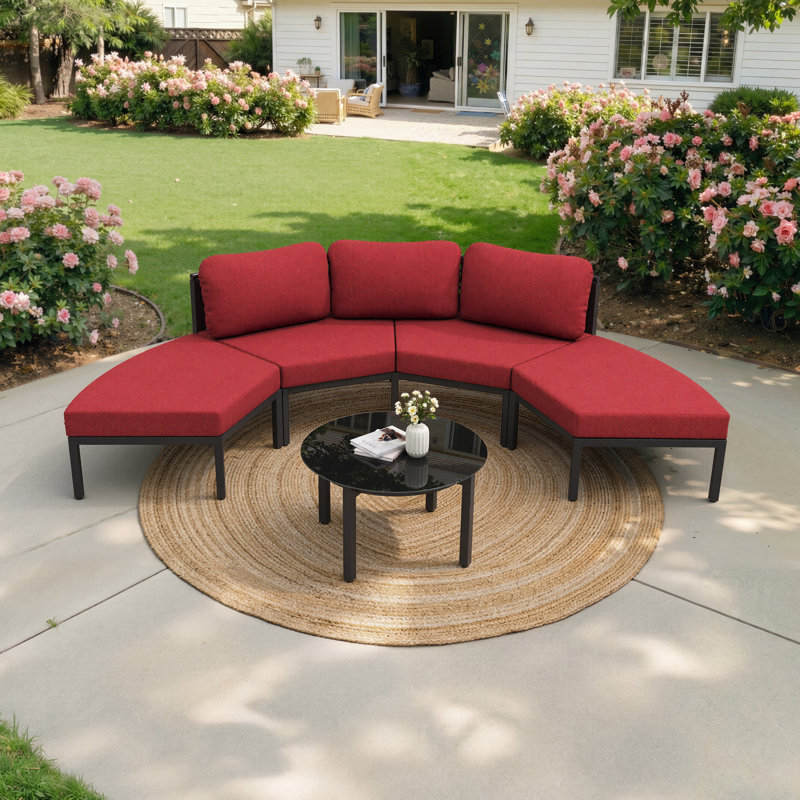 Ensemble de conversation avec canapé de patio en aluminium 5 pièces avec table, Chili