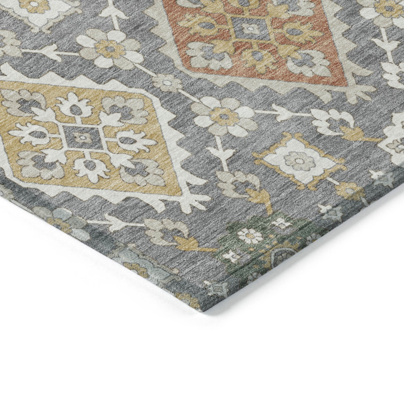 Machine Washable Indoor/Outdoor Husby ACN2200 Bohemian Rug, Runner 2'3" x 7'6"