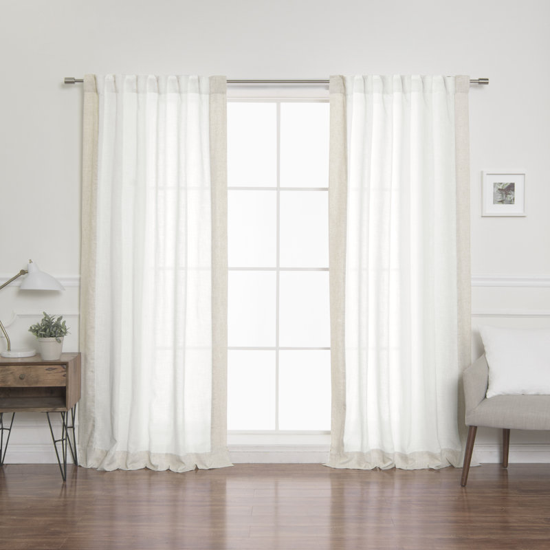 Lithonia Linen Blend Curtain, Flax/ Bright White