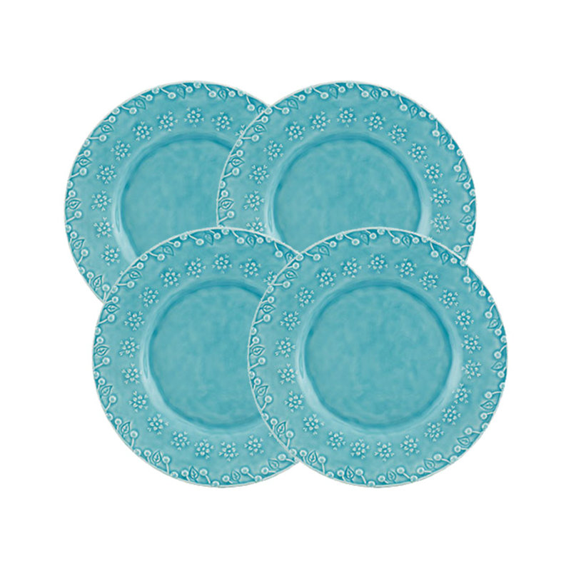 Flora Earthenware Salad/Dessert Plate, Blue