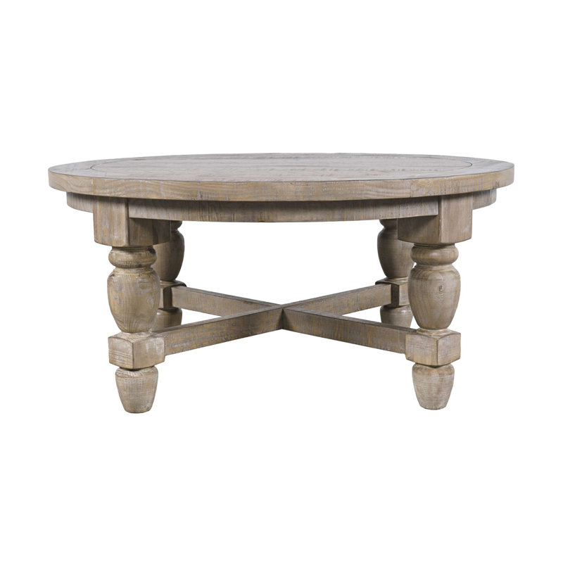 Table basse ronde Dashea de style rustique en pin massif de 101,6 cm (40 po), 40 po