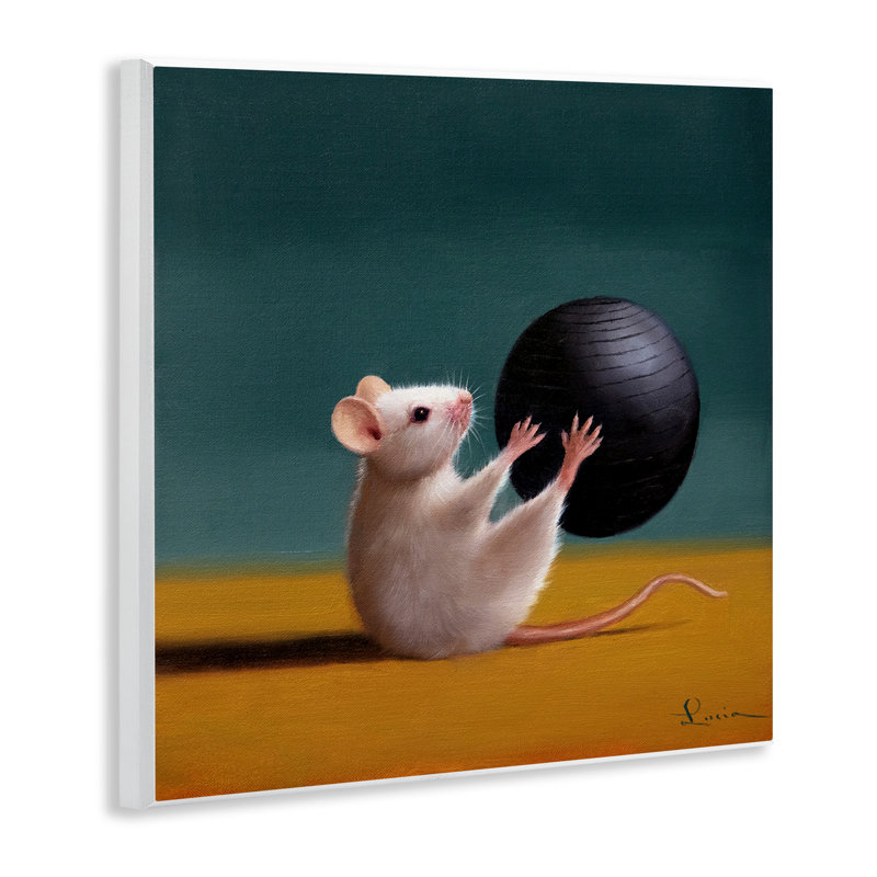 Mouse with Exercise Ball Wall Plaque Art by Lucia Heffernan